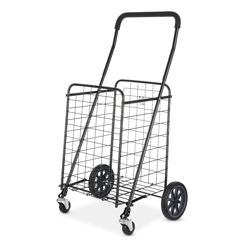 Adjustable-Steel-Rolling-Multi-Use-Cart-Black-Carrito-Plegable-Con-Ruedas-Shopping-Trolley