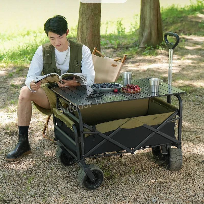 Folding-Wagon-Cart-Outdoor-Camping-Portable-Cart-Foldable-Table-Board-Adjustable-Handcart-Garden-Wagon-Trolley-Beach-5
