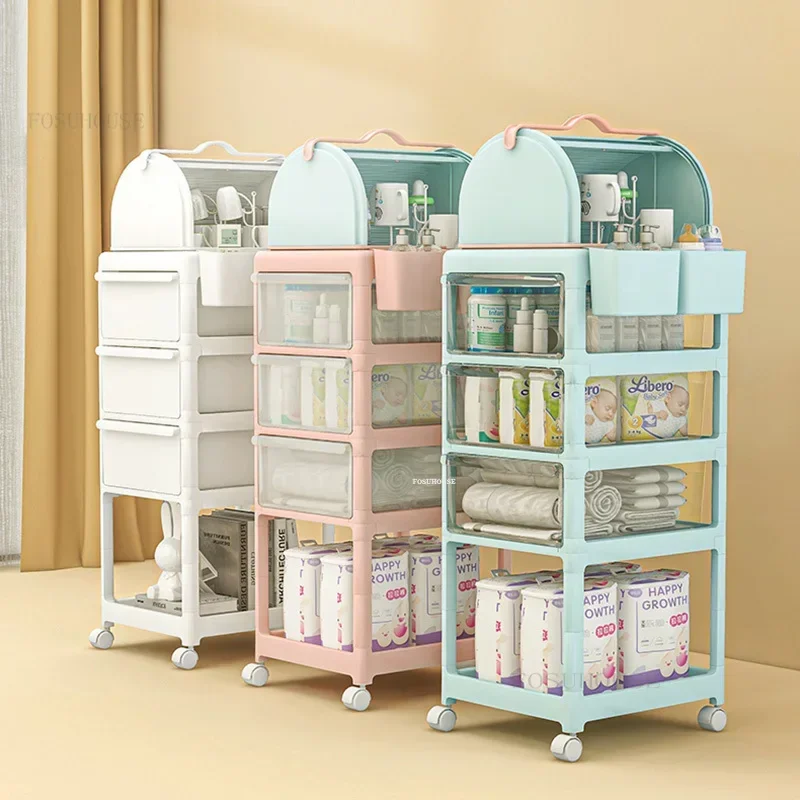 Multi-function-Kitchen-Trolleys-Baby-Supplies-Auxiliary-Cart-with-Wheels-Multi-layer-Baby-Bottle-Storage-Cabinet
