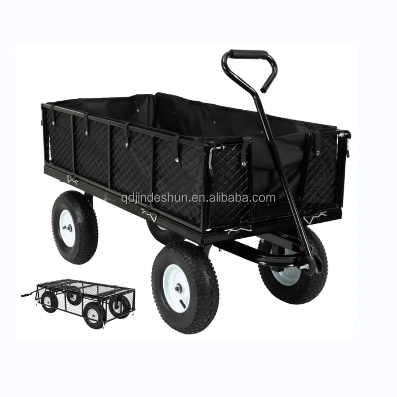 New-TC1840A-Outdoor-Heavy-Load-250kg-4-Wheel-Yard-Uility-Metal-Garden-Cart-Tool-Garden-Trolley-5