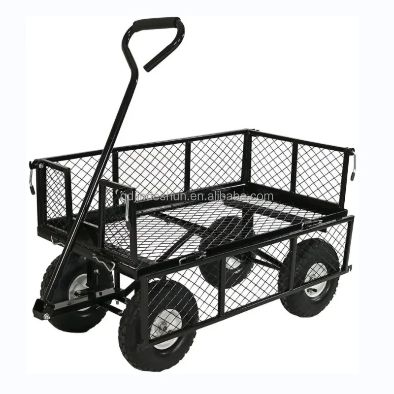 New-TC1840A-Outdoor-Heavy-Load-250kg-4-Wheel-Yard-Uility-Metal-Garden-Cart-Tool-Garden-Trolley