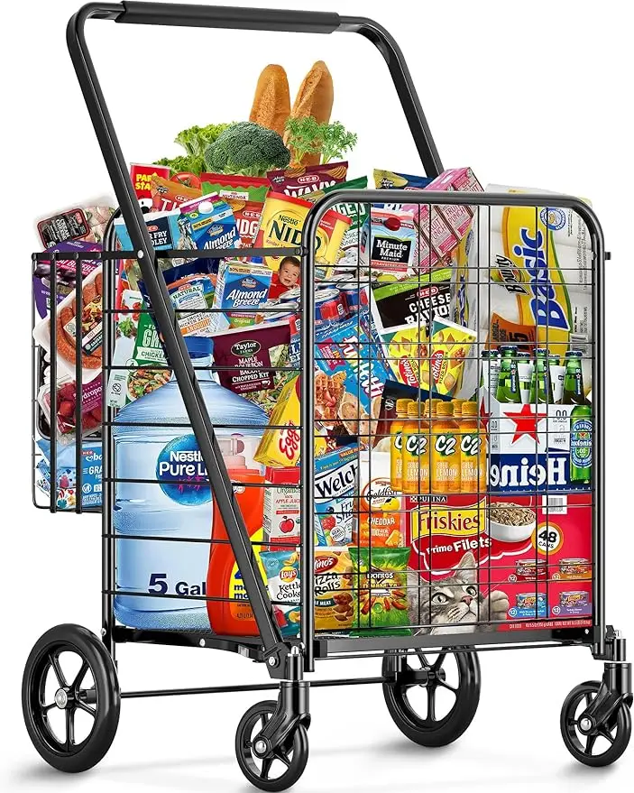 Shopping-Cart-Jumbo-460-lbs-Capacity-Grocery-Cart-Heavy-Duty-Utility-Cart-w-Upgraded-360-Rolling