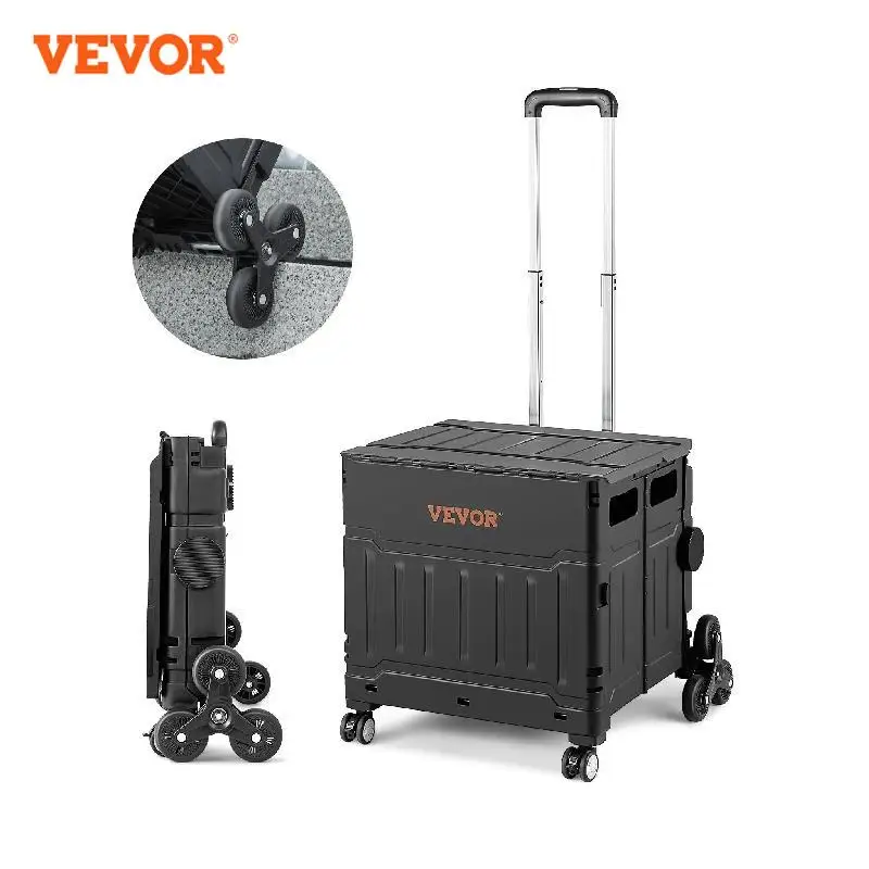 VEVOR-Stair-Climbing-Cart-155lbs-Outdoor-Camping-Trolley-Shopping-Cart-Portable-Rolling-Crate-Handcart-W-Telescoping