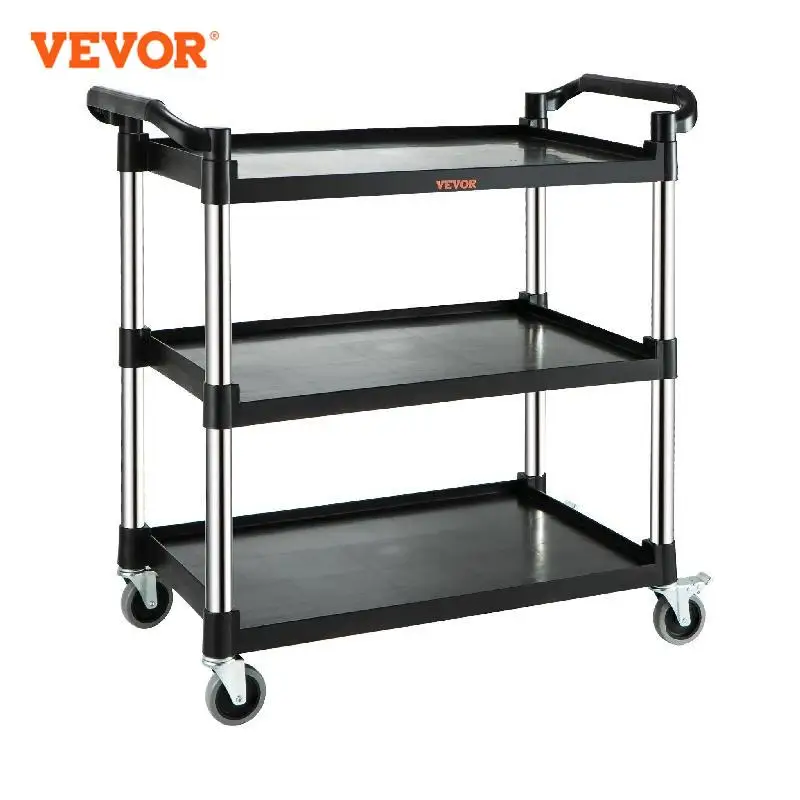 VEVOR-Utility-Service-Cart-3-Shelf-Heavy-Duty-220LBS-Food-Service-Cart-Rolling-Kitchen-Storage-Trolley