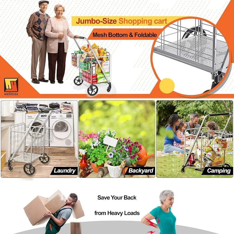 Wellmax-Shopping-Cart-Metal-Grocery-Carts-For-Groceries-Folding-Cart-For-Convenient-Storage-And-Holds-Up-5