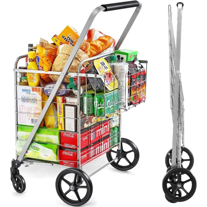 Wellmax-Shopping-Cart-Metal-Grocery-Carts-For-Groceries-Folding-Cart-For-Convenient-Storage-And-Holds-Up